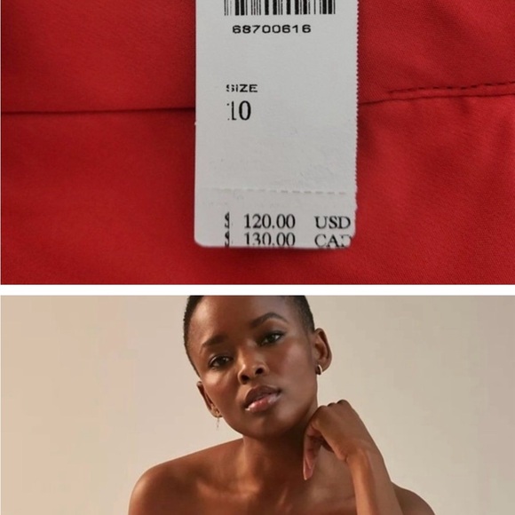 Anthropologie Hutch Strapless Ruffle Top floral red, white, and blue. - Picture 8 of 8